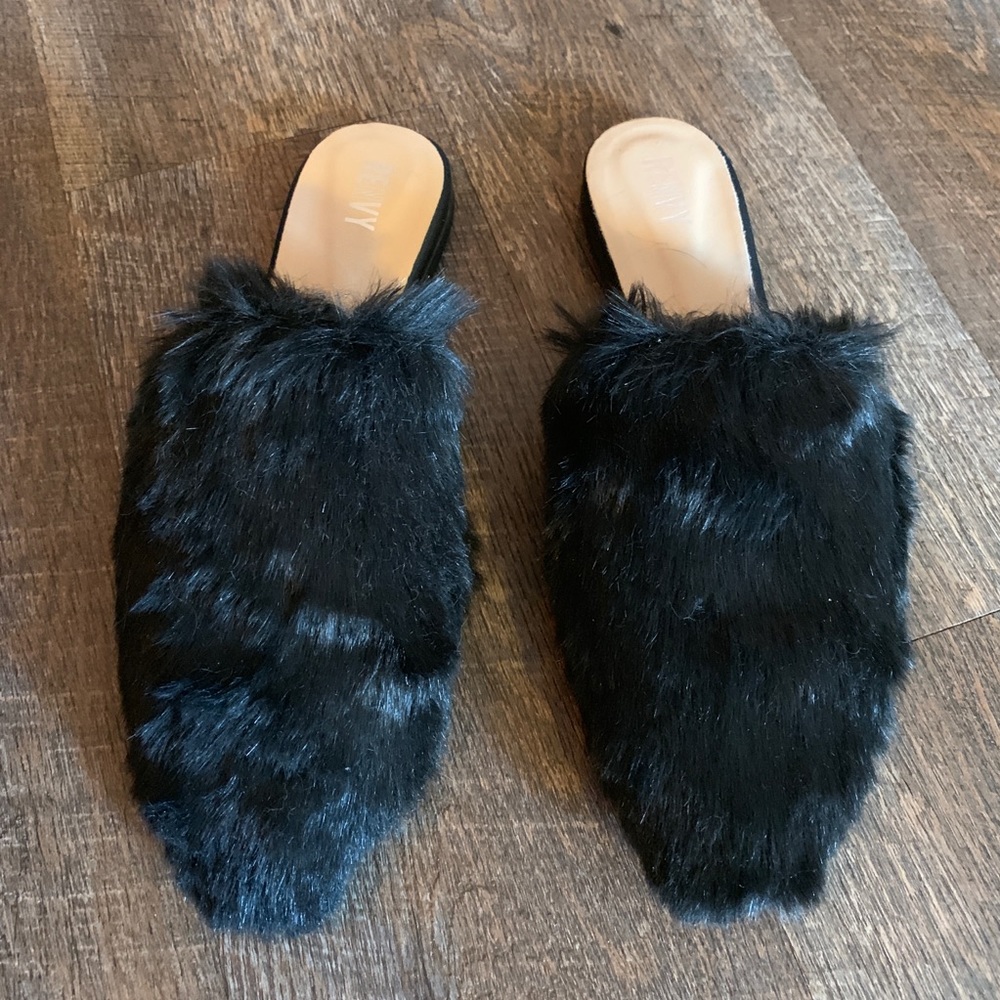 Renvy faux fur slides